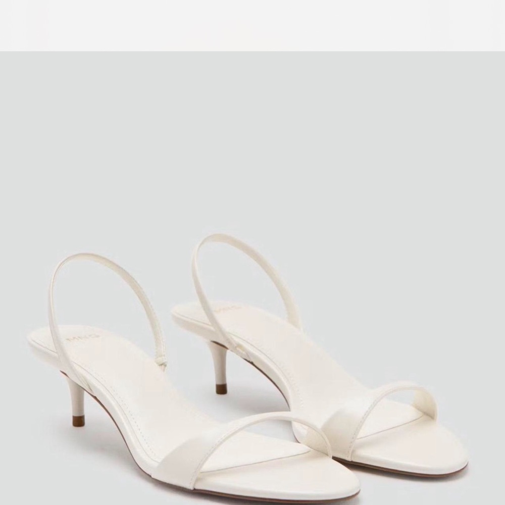 Women's White Slingback Kitten Heel Sandals